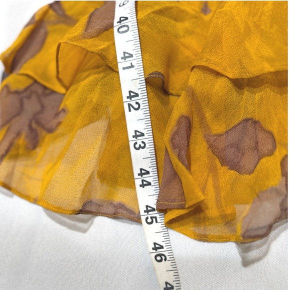 Chaudry Dress Size S Mustard Yellow Floral‎ Spaghetti Strap Ruffle Hem - Picture 6 of 10